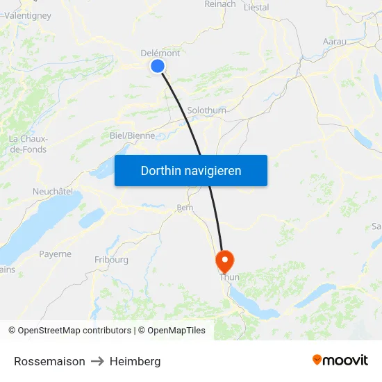 Rossemaison to Heimberg map