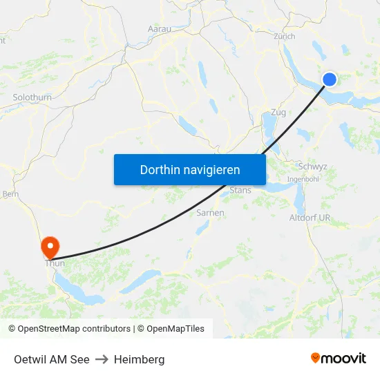 Oetwil AM See to Heimberg map
