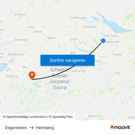Degersheim to Heimberg map
