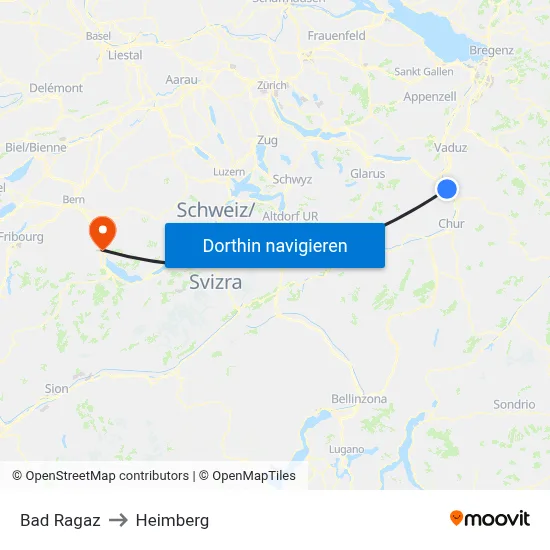 Bad Ragaz to Heimberg map