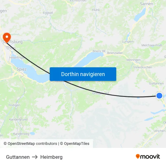 Guttannen to Heimberg map