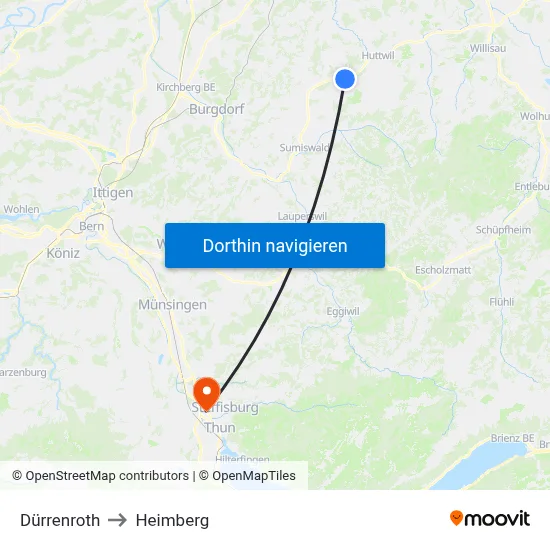 Dürrenroth to Heimberg map