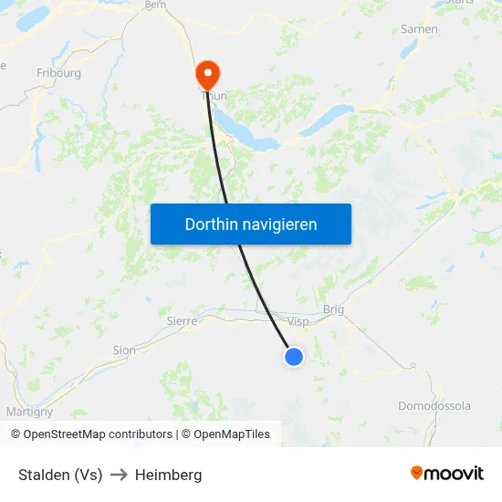 Stalden (Vs) to Heimberg map