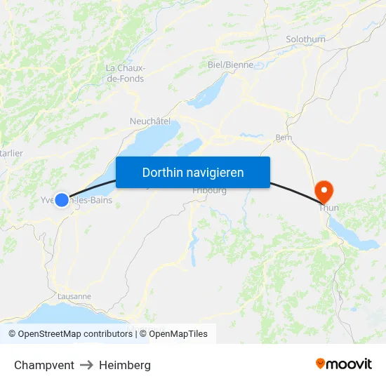 Champvent to Heimberg map