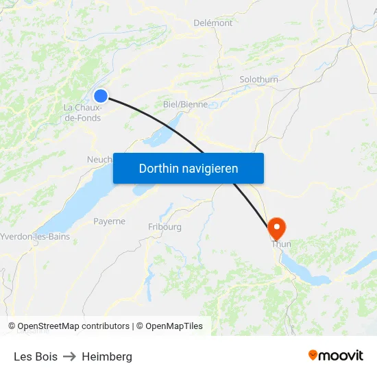 Les Bois to Heimberg map