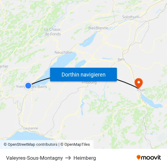 Valeyres-Sous-Montagny to Heimberg map