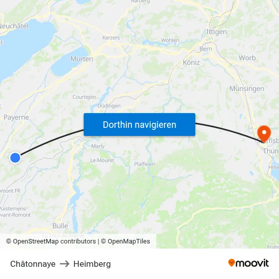 Châtonnaye to Heimberg map