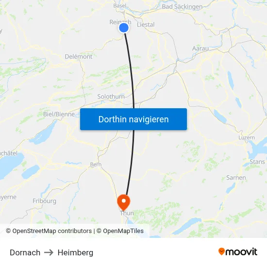 Dornach to Heimberg map