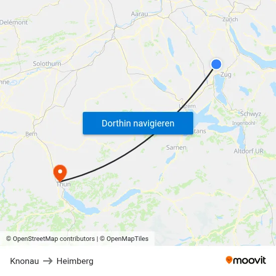 Knonau to Heimberg map