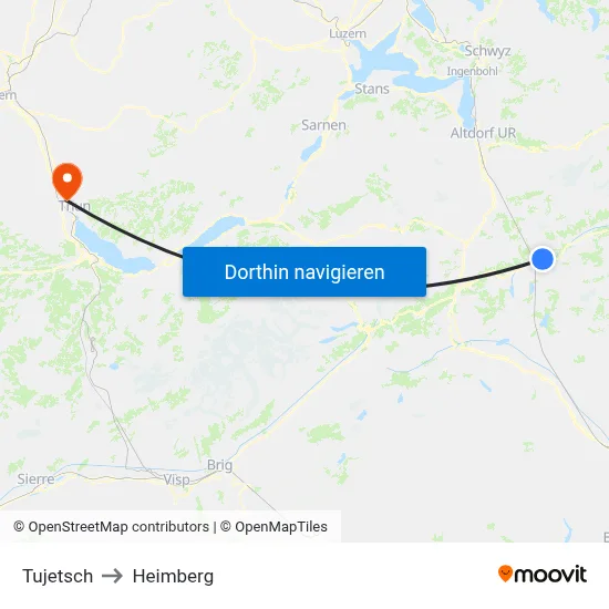Tujetsch to Heimberg map