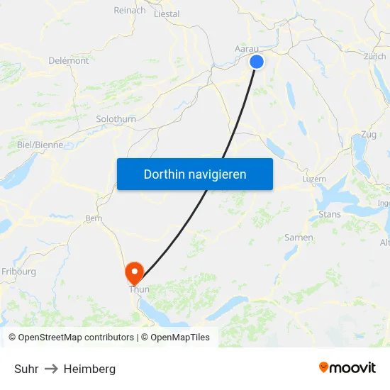 Suhr to Heimberg map