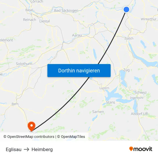 Eglisau to Heimberg map