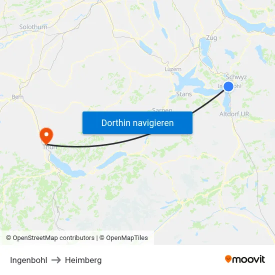 Ingenbohl to Heimberg map