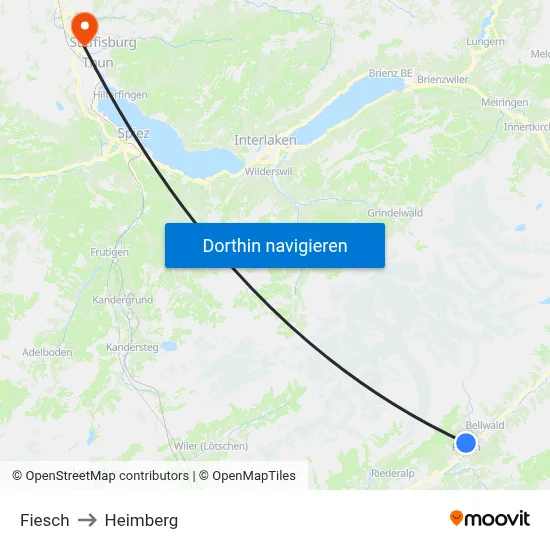 Fiesch to Heimberg map