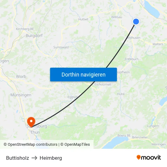 Buttisholz to Heimberg map