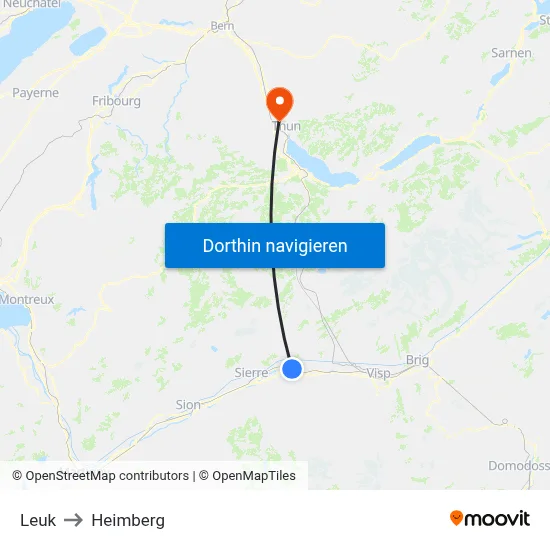 Leuk to Heimberg map