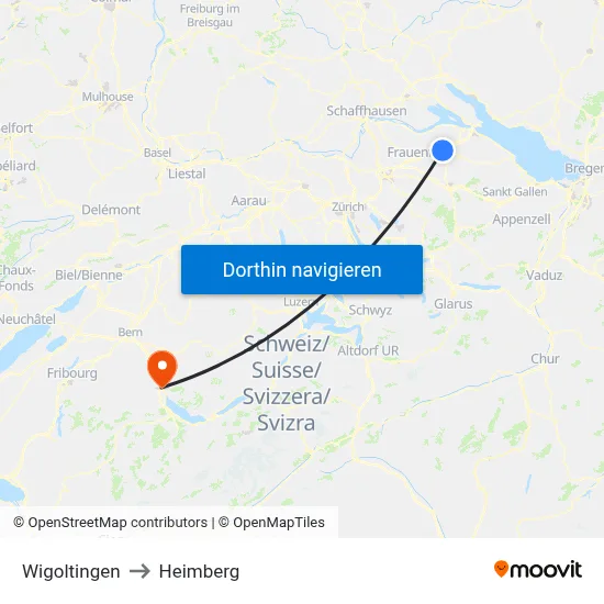 Wigoltingen to Heimberg map