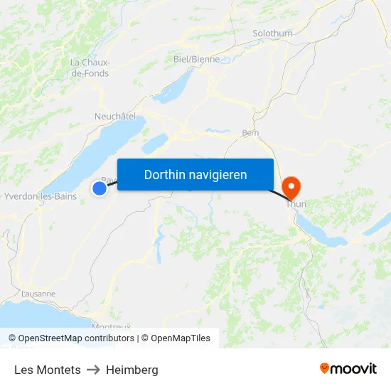 Les Montets to Heimberg map