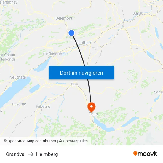 Grandval to Heimberg map
