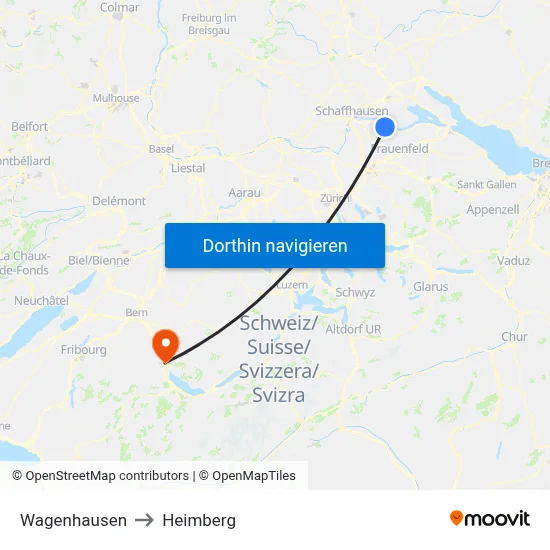 Wagenhausen to Heimberg map