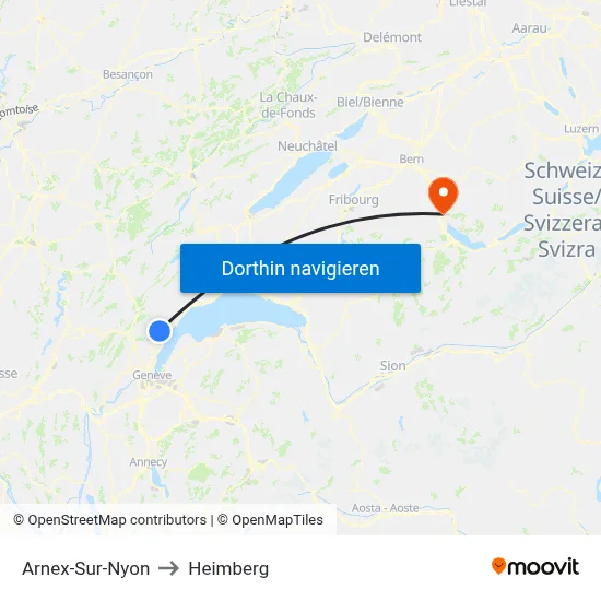 Arnex-Sur-Nyon to Heimberg map