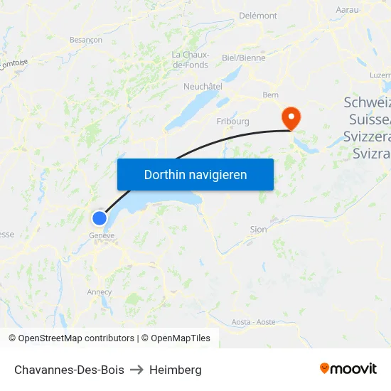 Chavannes-Des-Bois to Heimberg map
