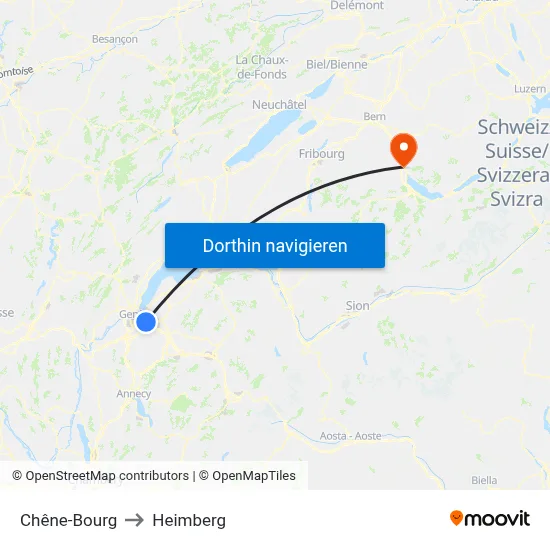 Chêne-Bourg to Heimberg map