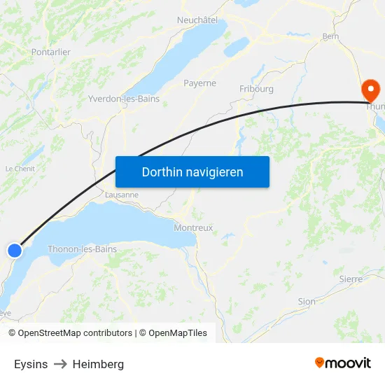 Eysins to Heimberg map