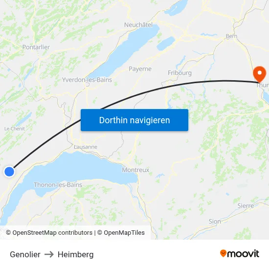 Genolier to Heimberg map