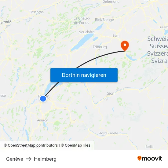 Genève to Heimberg map