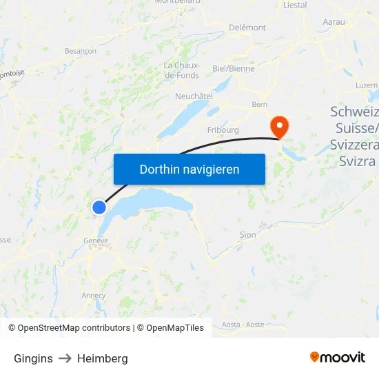 Gingins to Heimberg map