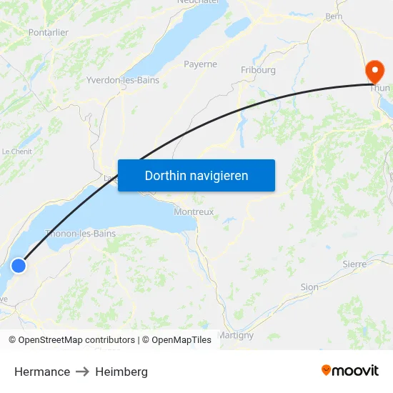 Hermance to Heimberg map