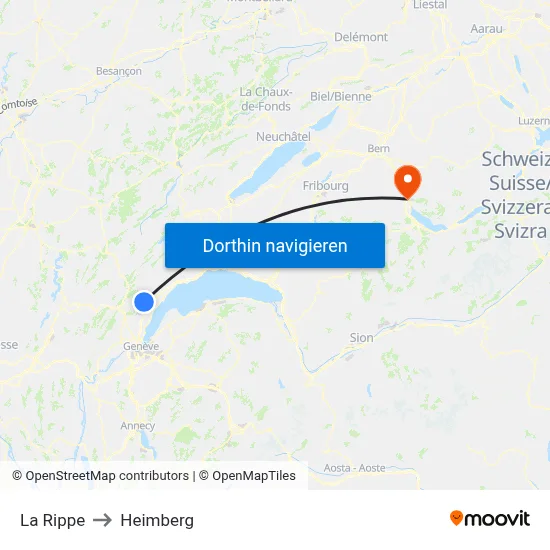 La Rippe to Heimberg map