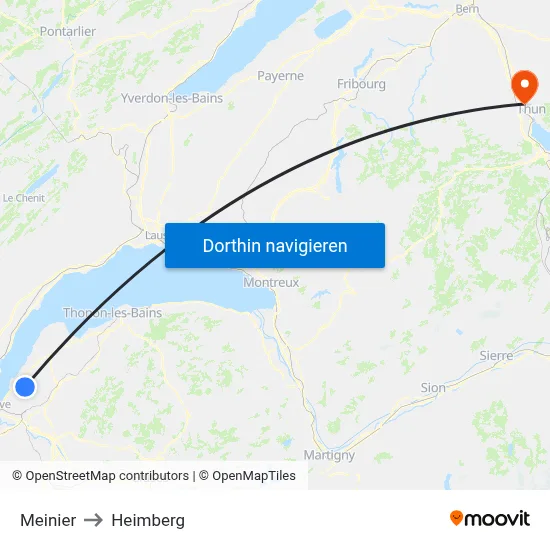 Meinier to Heimberg map
