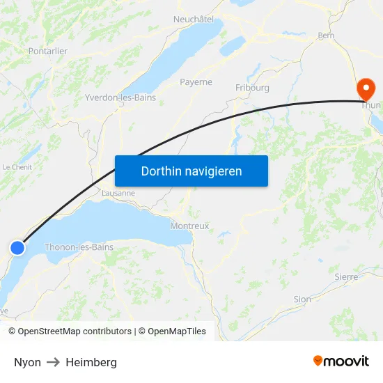 Nyon to Heimberg map