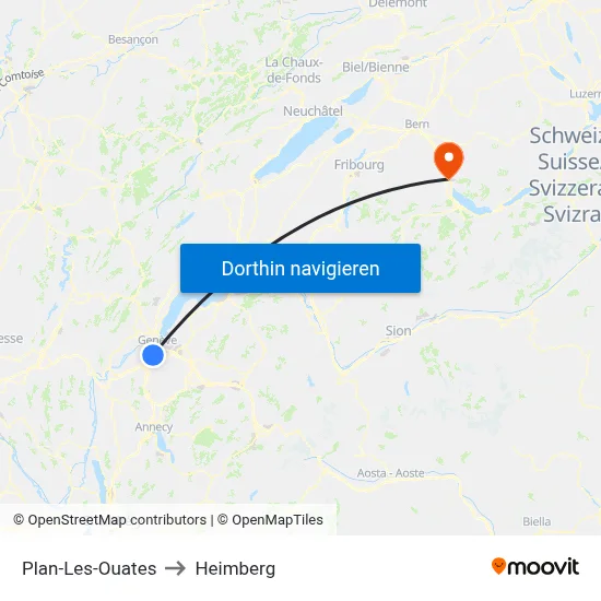Plan-Les-Ouates to Heimberg map
