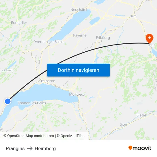 Prangins to Heimberg map
