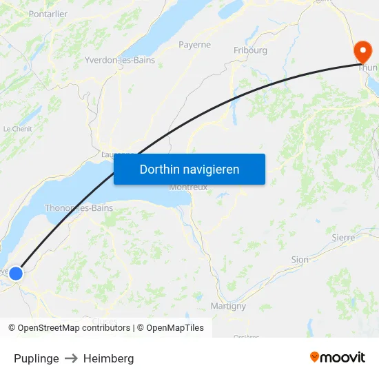 Puplinge to Heimberg map