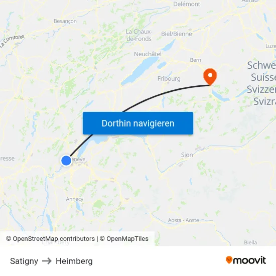 Satigny to Heimberg map