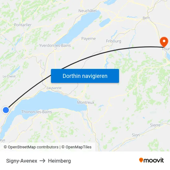Signy-Avenex to Heimberg map