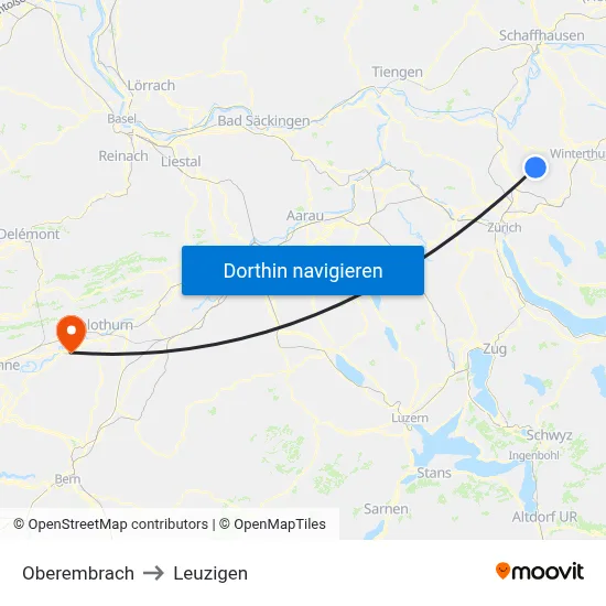 Oberembrach to Leuzigen map