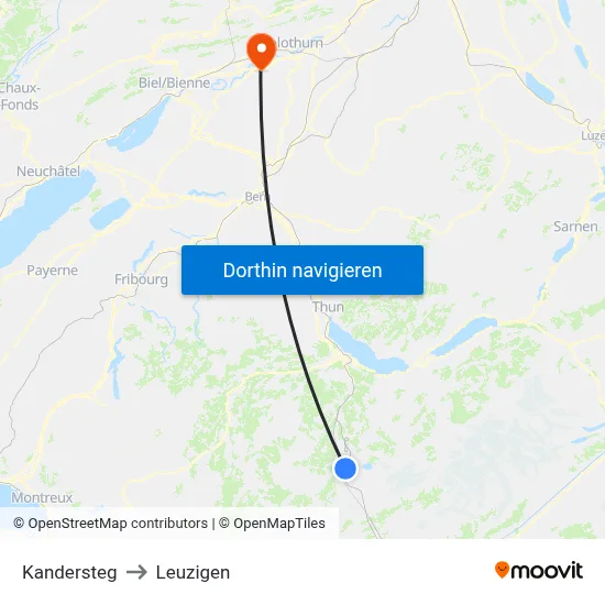 Kandersteg to Leuzigen map