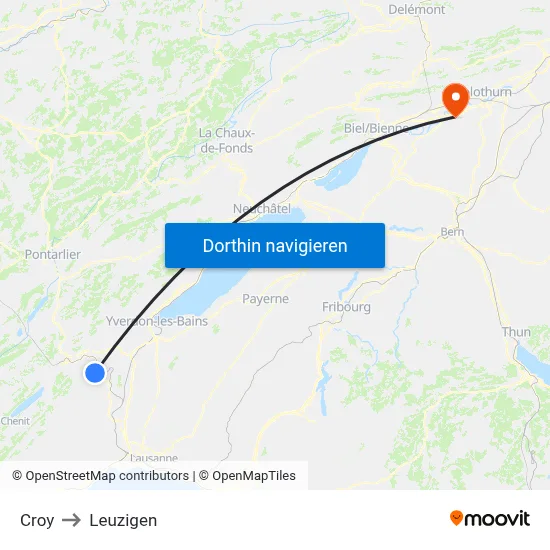Croy to Leuzigen map
