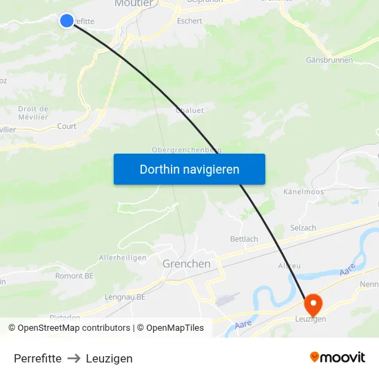 Perrefitte to Leuzigen map
