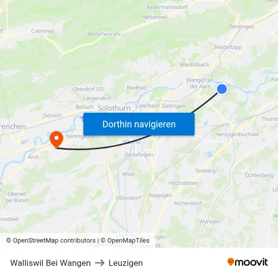 Walliswil Bei Wangen to Leuzigen map