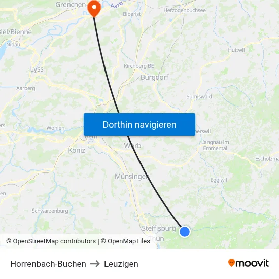 Horrenbach-Buchen to Leuzigen map
