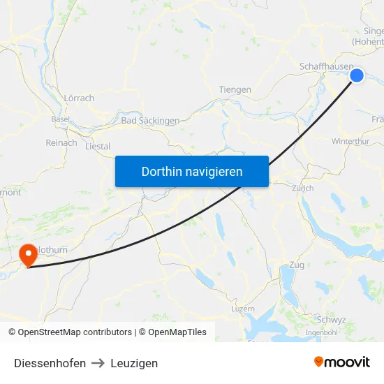 Diessenhofen to Leuzigen map