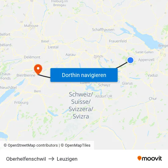 Oberhelfenschwil to Leuzigen map