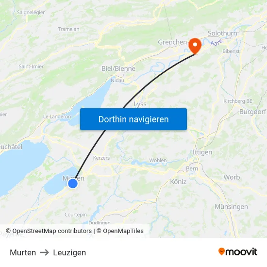 Murten to Leuzigen map