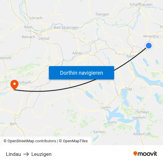 Lindau to Leuzigen map